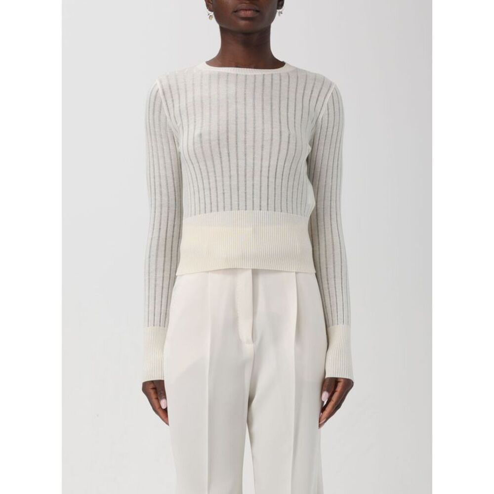 Max Mara Studio Ivory Ribbed Crewneck Sweater - Women's XS